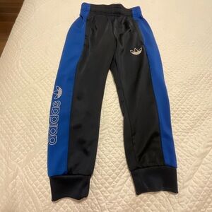 adidas Black and Blue Kids Joggers with Side Logo